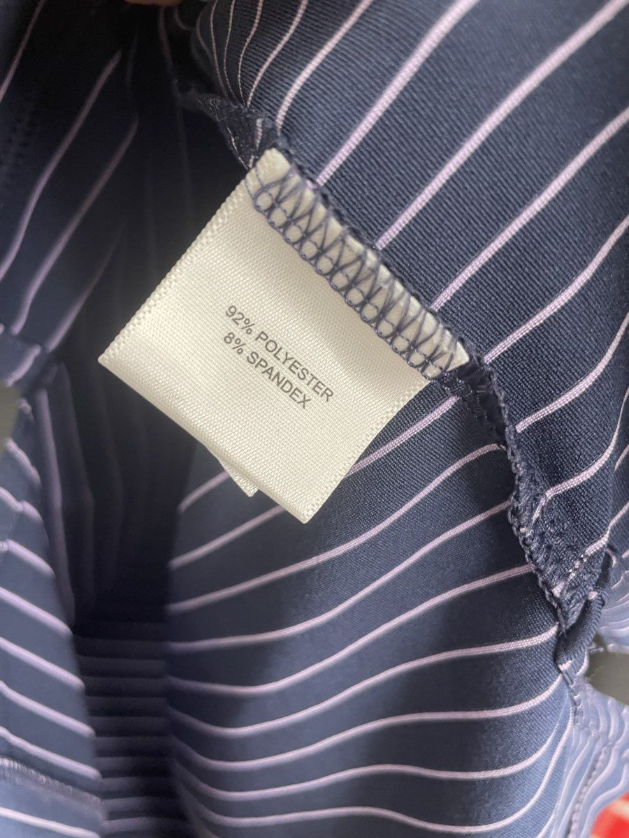 Peter Millar Men's Summer Comfort Polo Shirt Navy White Striped FCC Logo Sz L