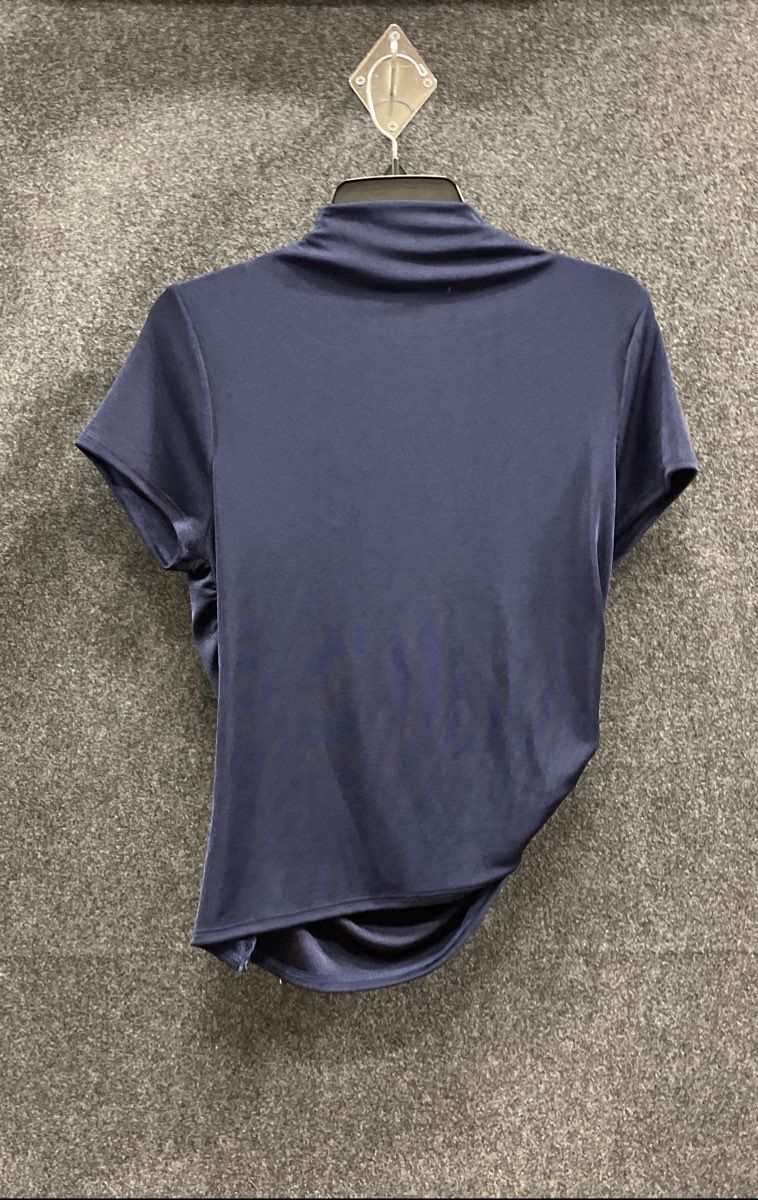 Fashion Nova Women's Rebecca Top Navy Cap Sleeve Asymmetrical Ruched Sz 2X NWT