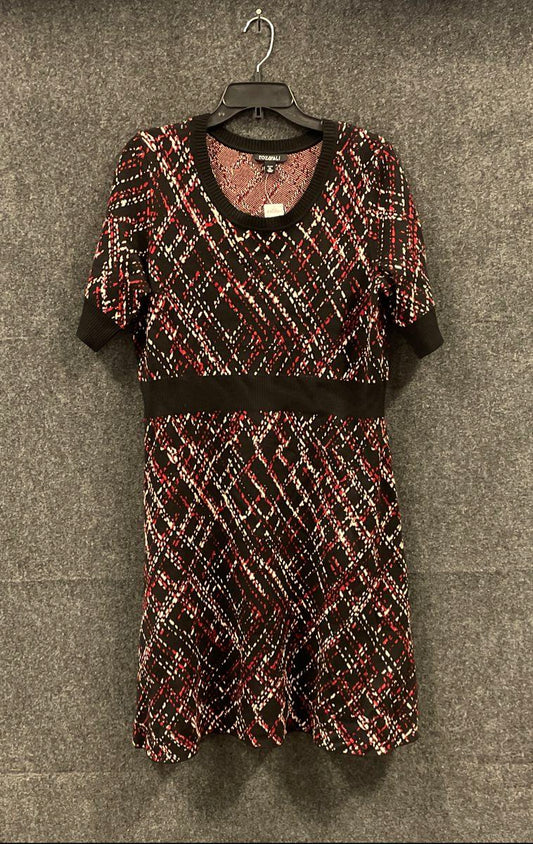 Roz & Ali Women's Black Red Knit Fit & Flare Short Sleeve Dress NWT Petite XL