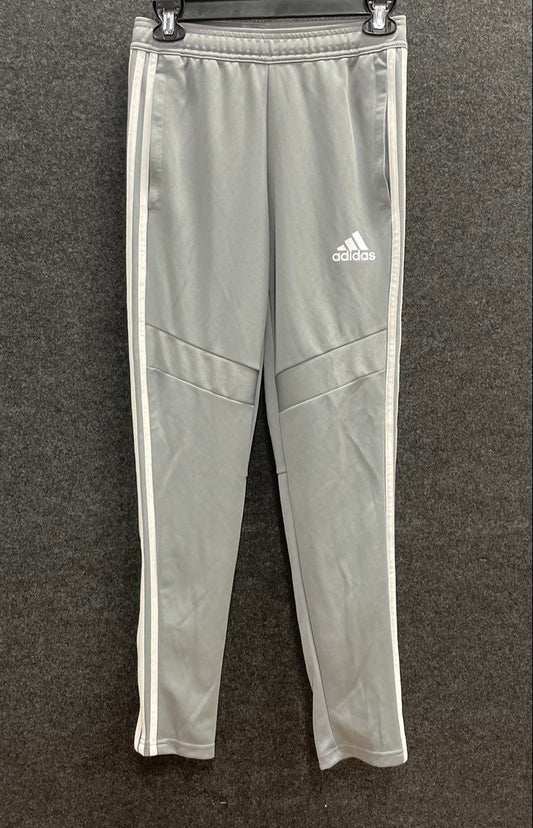 Adidas Youth Aeroready Track Pants Gray White 3-Stripe Training Joggers Sz L