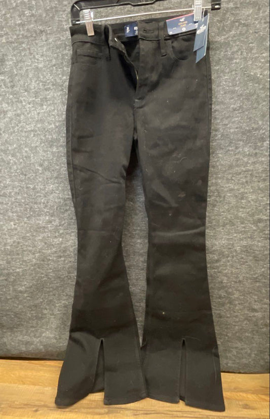 Hollister Women's Black High-Rise Flare Split Hem SoftStretch Jeans NWT W26x31