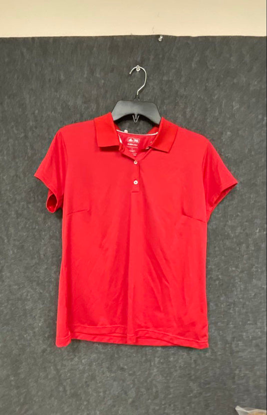 adidas Golf Women's Red ClimaCool Short Sleeve Athletic Polo Shirt Sz L