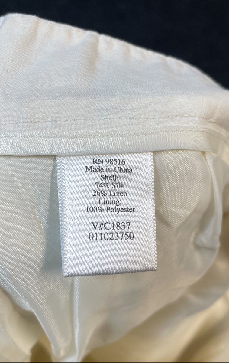 Coldwater Creek Women's Pants Cream Silk Linen Blend Wide Leg NWT Sz P12