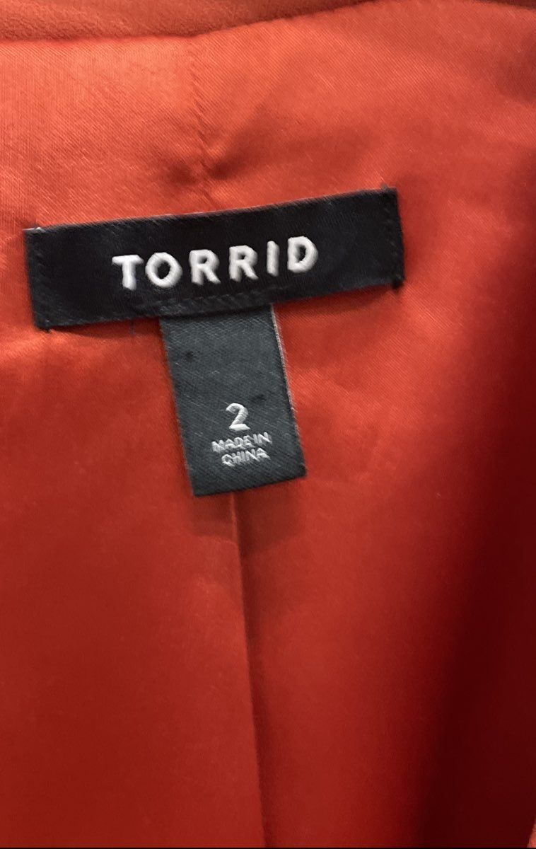Torrid Womens Orange Crepe Single Button Rolled Cuff Blazer Jacket Size 2 2X