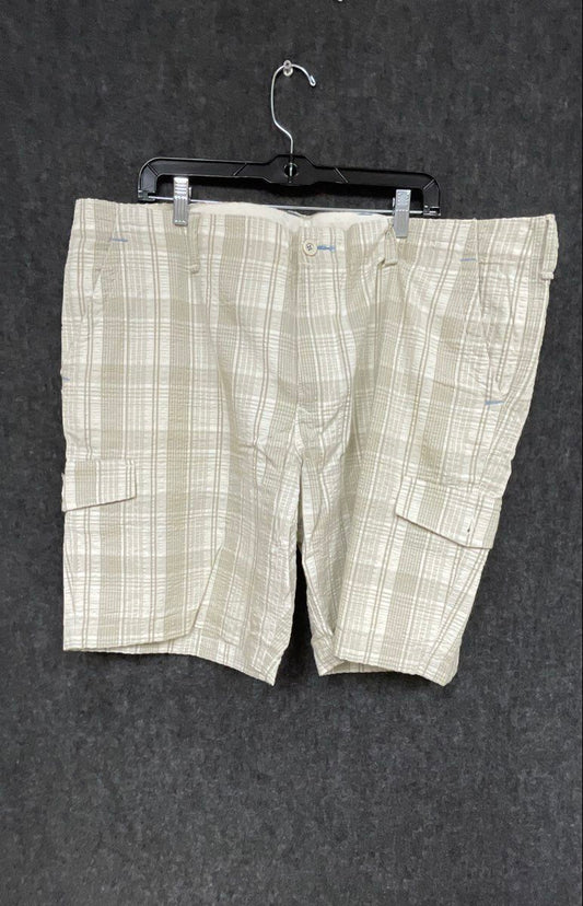 Tommy Bahama Relax Men's Beige White Plaid Cotton Cargo Shorts Size 42