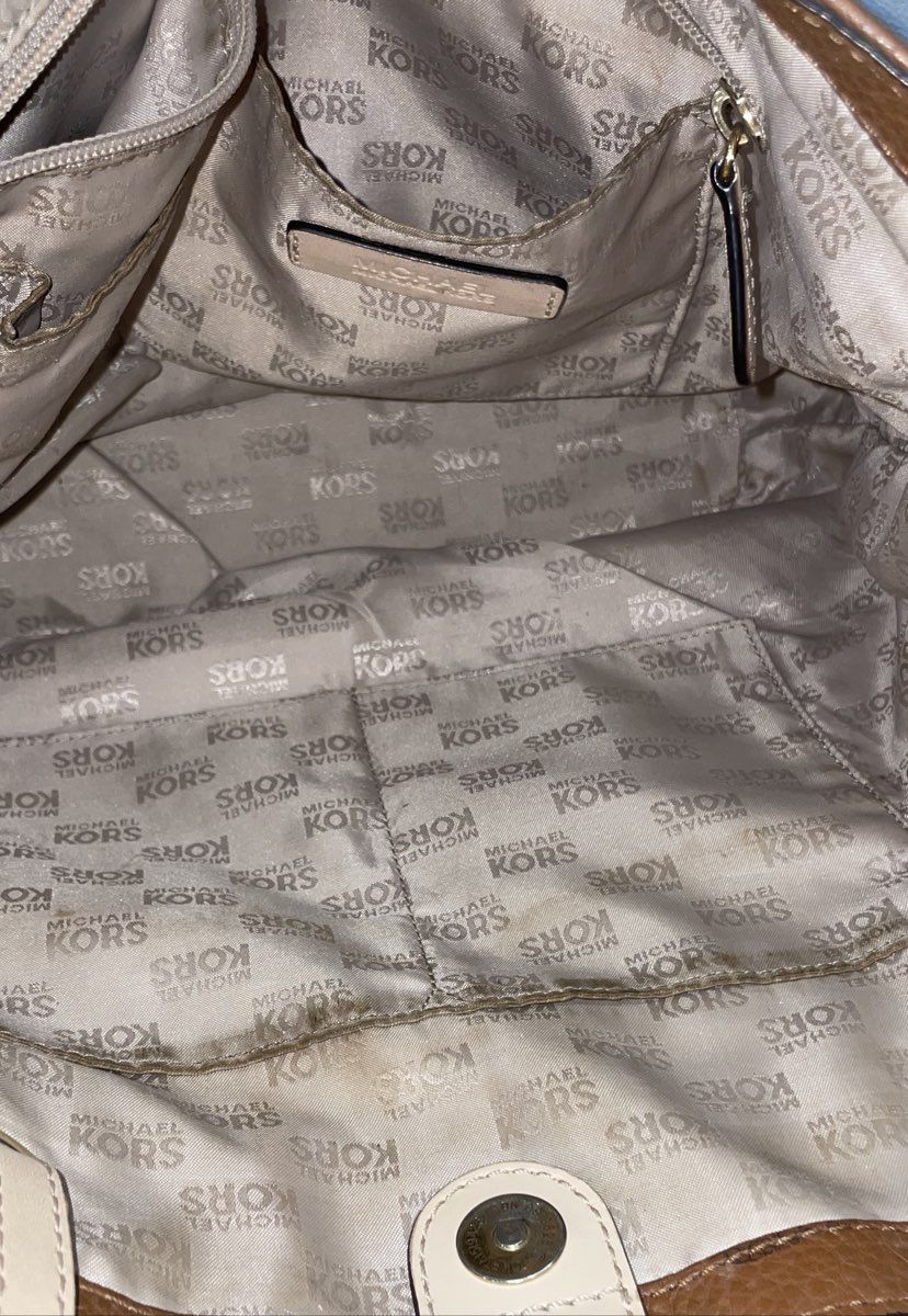 Michael Kors Brown Pebbled Leather Tote Bag Gold Hardware Medium