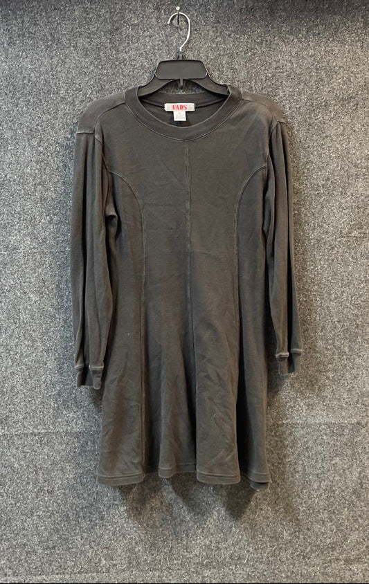 FADS Women's Vintage 90s Black Cotton Long Sleeve Fit Flare Shirt Dress Sz M