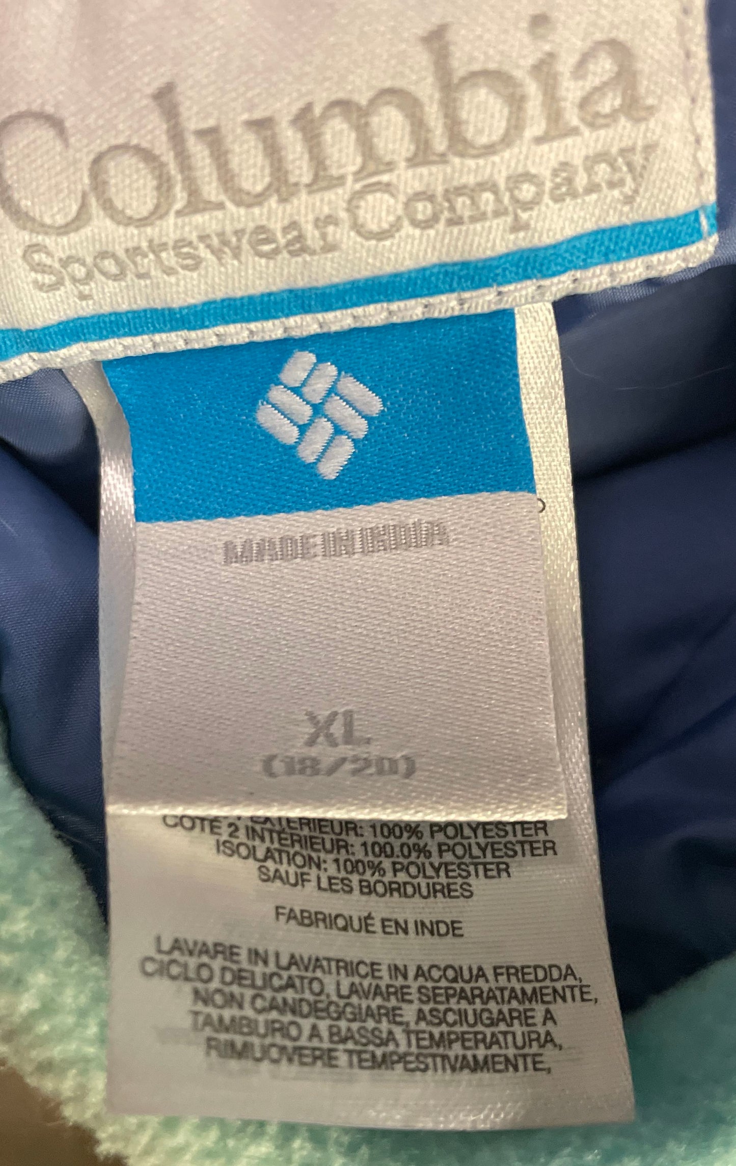 Columbia Kids Blue Reversible Insulated Puffer Fleece Jacket Sz XL 18/20