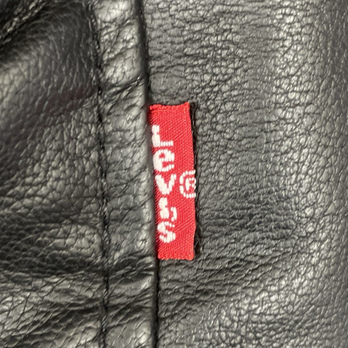 Men's Black Leather Levi Strauss & Co Coat - Size L