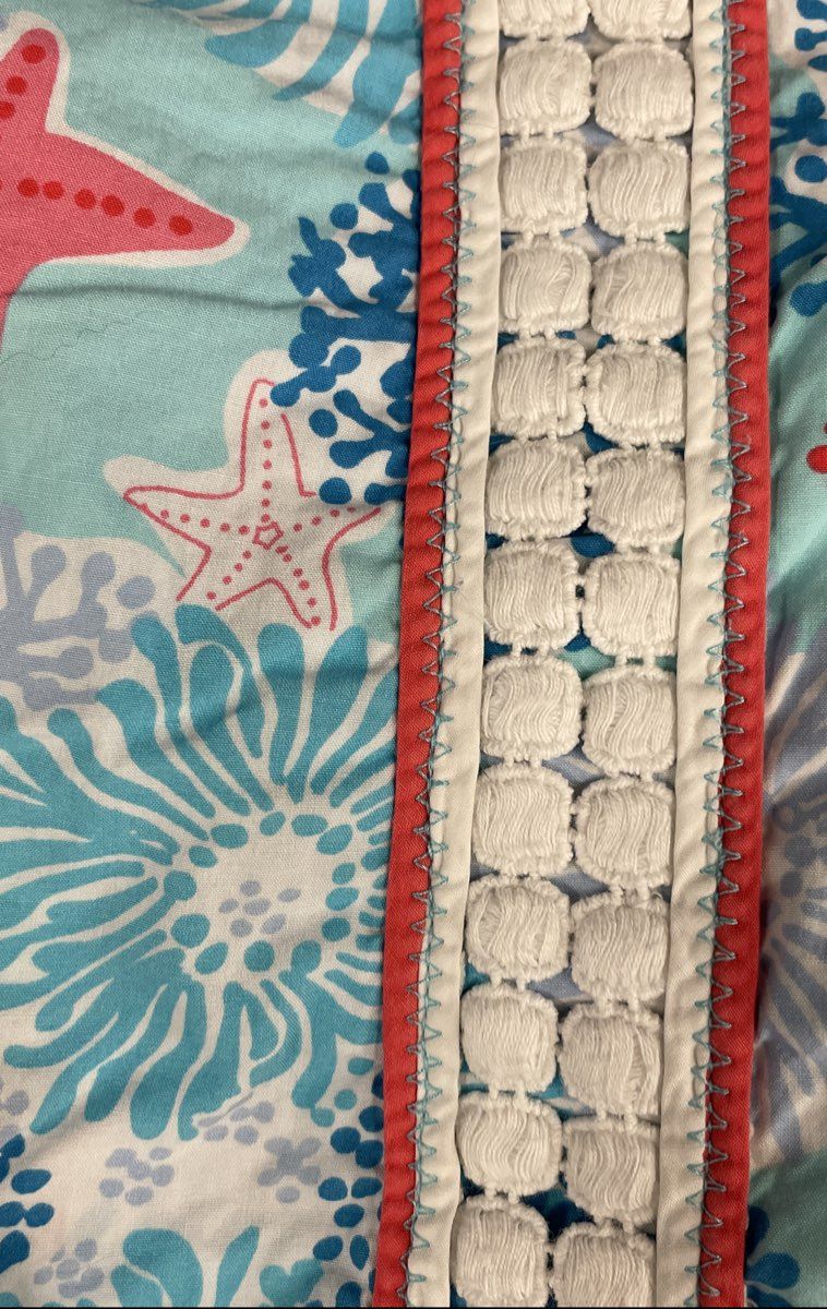 Lilly Pulitzer Women's Blue Coral Starfish Sea Life Print Skirt Lace Trim Sz 2