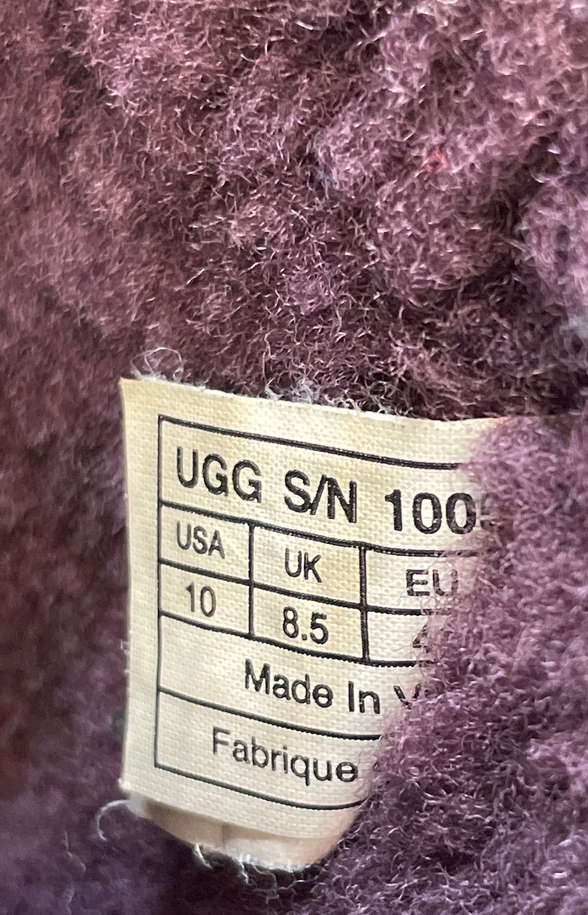 UGG Australia Bailey Bow Purple Suede Sheepskin Lined Boots Women's Size 10