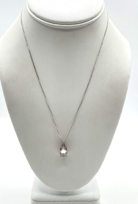 925 Sterling Silver Oval & Round-Cut Cubic Zirconia Vertical Drop Pendant 4.0g