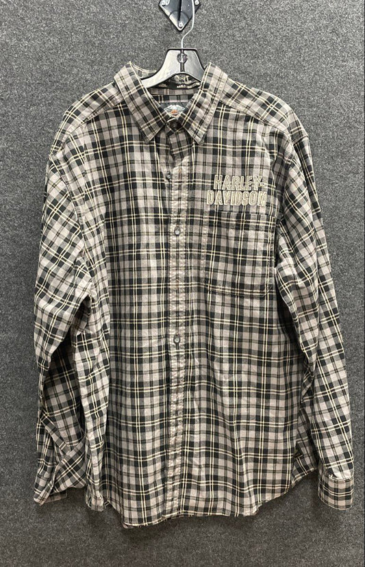 Harley-Davidson MotorClothes Plaid Long Sleeve Button Shirt Embroidered Sz XL