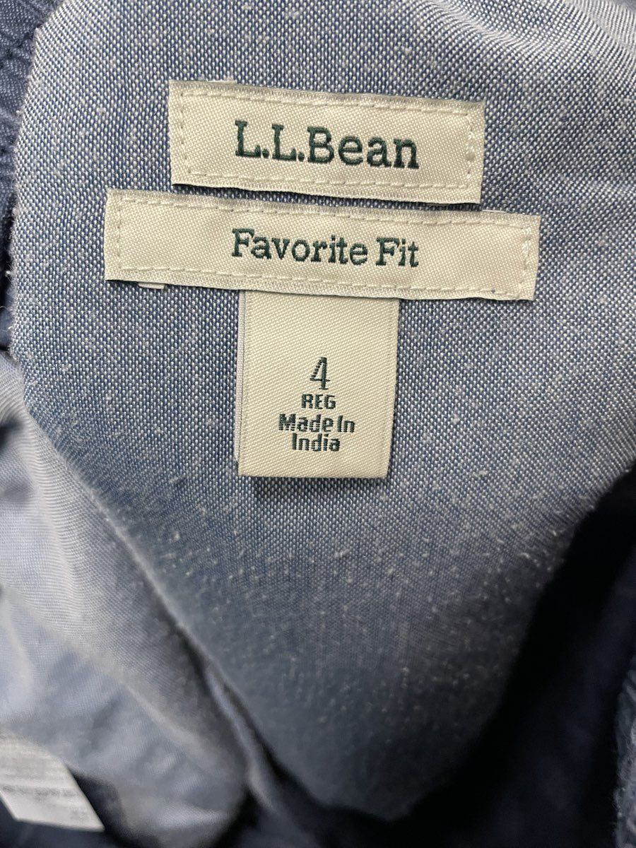 LL Bean Women's Favorite Fit Pants Blue Striped Cotton Spandex Size 4 Reg