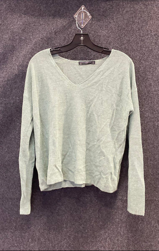 Peruvian Connection Women's Green Ribbed V-Neck Baby Alpaca Blend Sweater M