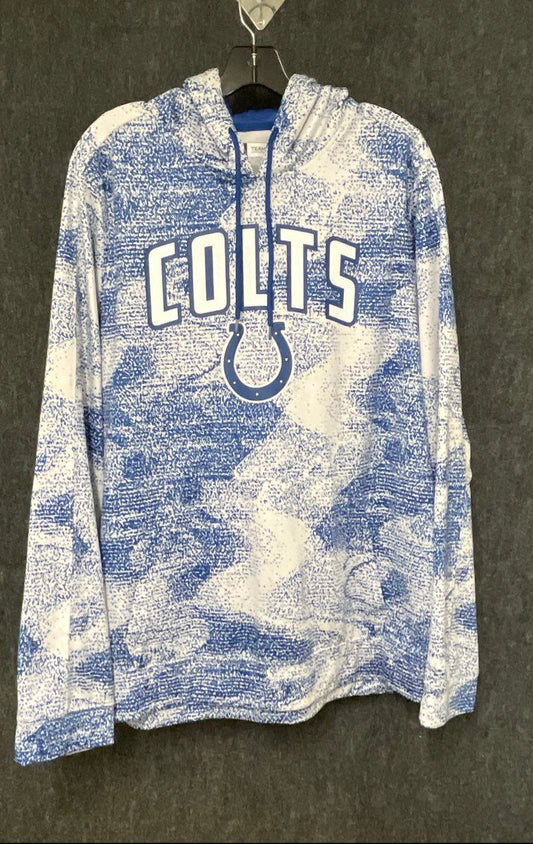 NFL Team Apparel Men's Indianapolis Colts Blue White Splatter Pullover Hoodie XL