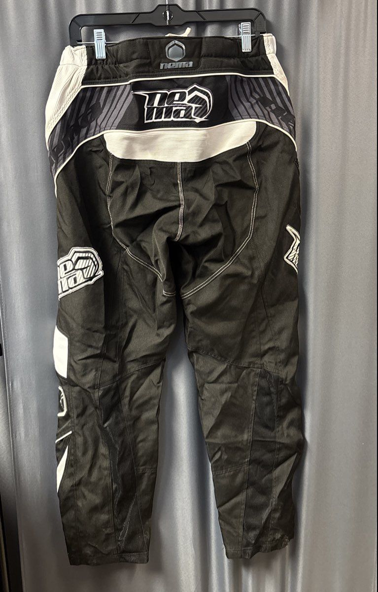 Vintage Nema Motocross BMX DH Riding Race Pants Black White Sz 32