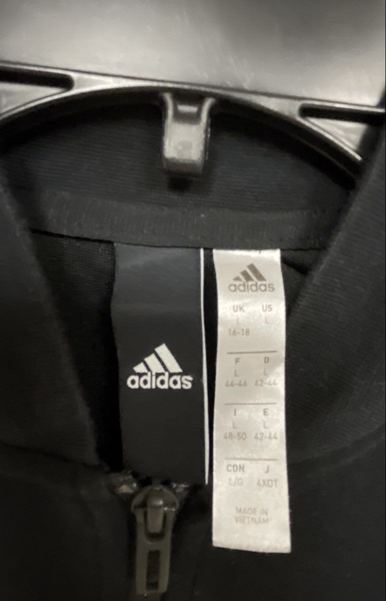 Adidas Women's Black Mesh Back 3-Stripe Full Zip Track Jacket Sz L