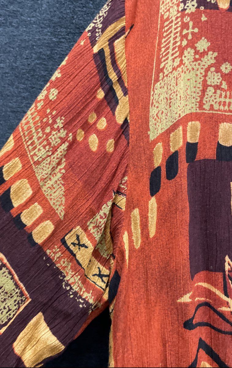 Southwest Indian Foundation Vintage Y2K Women's Geometric Crinkle Cardigan Sz M