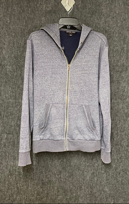 Michael Kors Men's Heather Gray Fleece Full Zip Hoodie Logo Patch Sz M