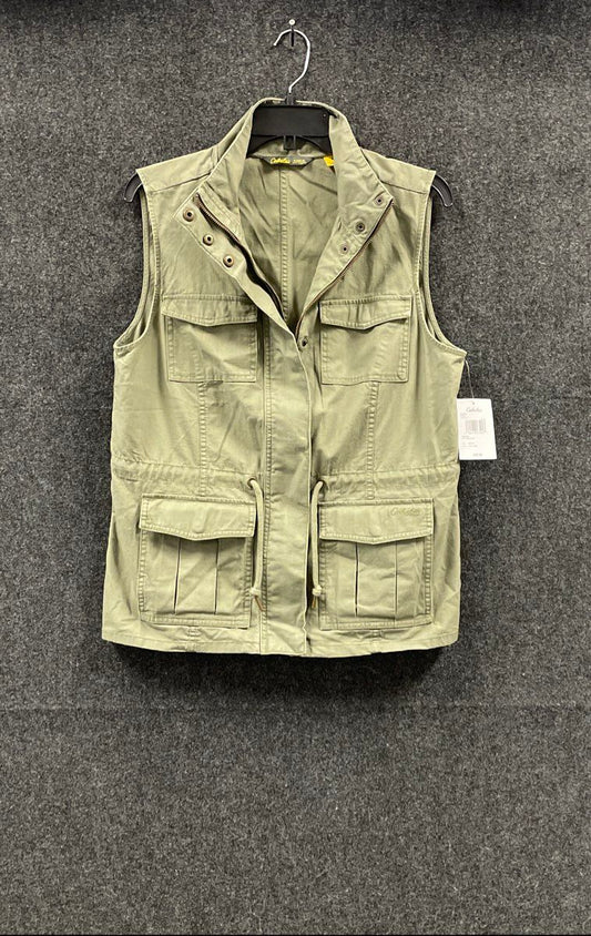 Cabela's Women's Pine Haven Vest Light Olive Cotton Utility Drawstring Sz M NWT