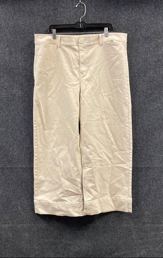 Ann Taylor Women's Beige High Rise Wide Leg Cropped Pants Sz 18 NWT