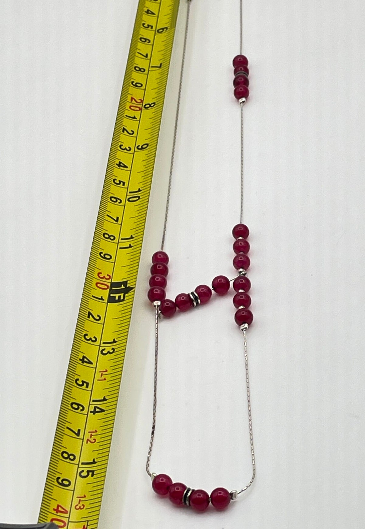 Didae 925 Sterling Silver Magenta Stone Bead Y-Necklace 14.8g