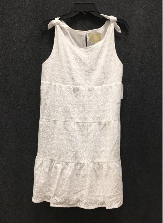 Lauren James Women's White Newport Tiered Shoulder Knot Eyelet Dress NWT Sz L