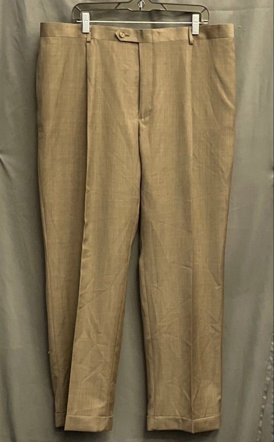 Axcess Men's NWT Tan Worsted Wool Pleated Suit Pants Sz 40x30