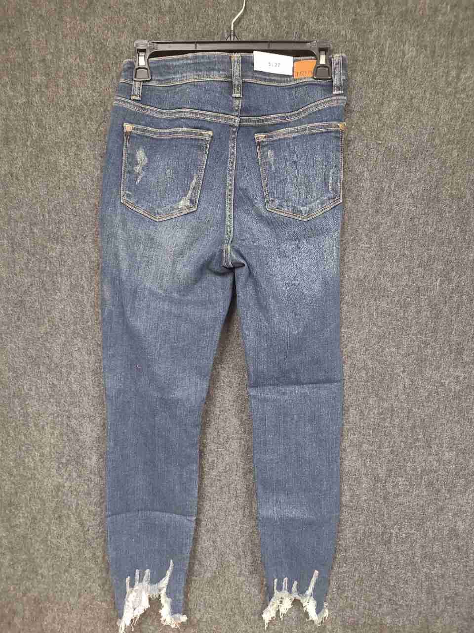 Judy Blue Women's Mid Rise Distressed Skinny Jeans Blue Ripped Sz 5/27 NWT