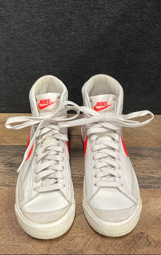 Nike Blazer Mid 77 White Habanero Red High Top Sneakers Youth Size 4Y