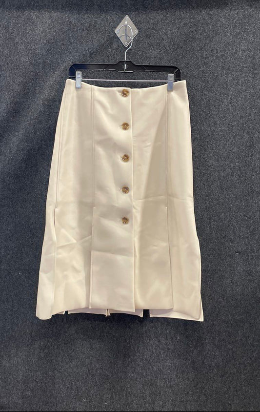 Banana Republic Women's Cream Genuine Leather Button Panelled Skirt Size 10