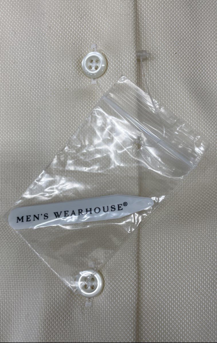 Pronto Uomo Men's Cream Non-Iron 80's 2-Ply Cotton Dress Shirt Sz 16 34/35 NWT