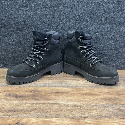 Timberland Sky 6-Inch Black Nubuck Leather Lace Up Boots Women's Size 7