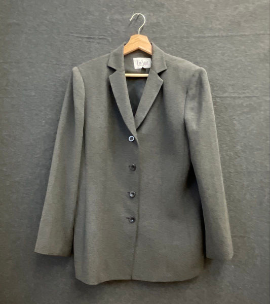Le Suit Women's Grey 4-Button Notched Lapel Blazer Jacket Size 14