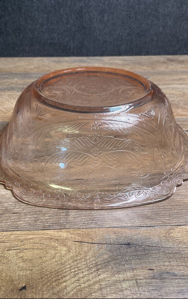 Jeannette Glass Adam Pink Depression Era Oval Vegetable Serving Bowl 9.5"
