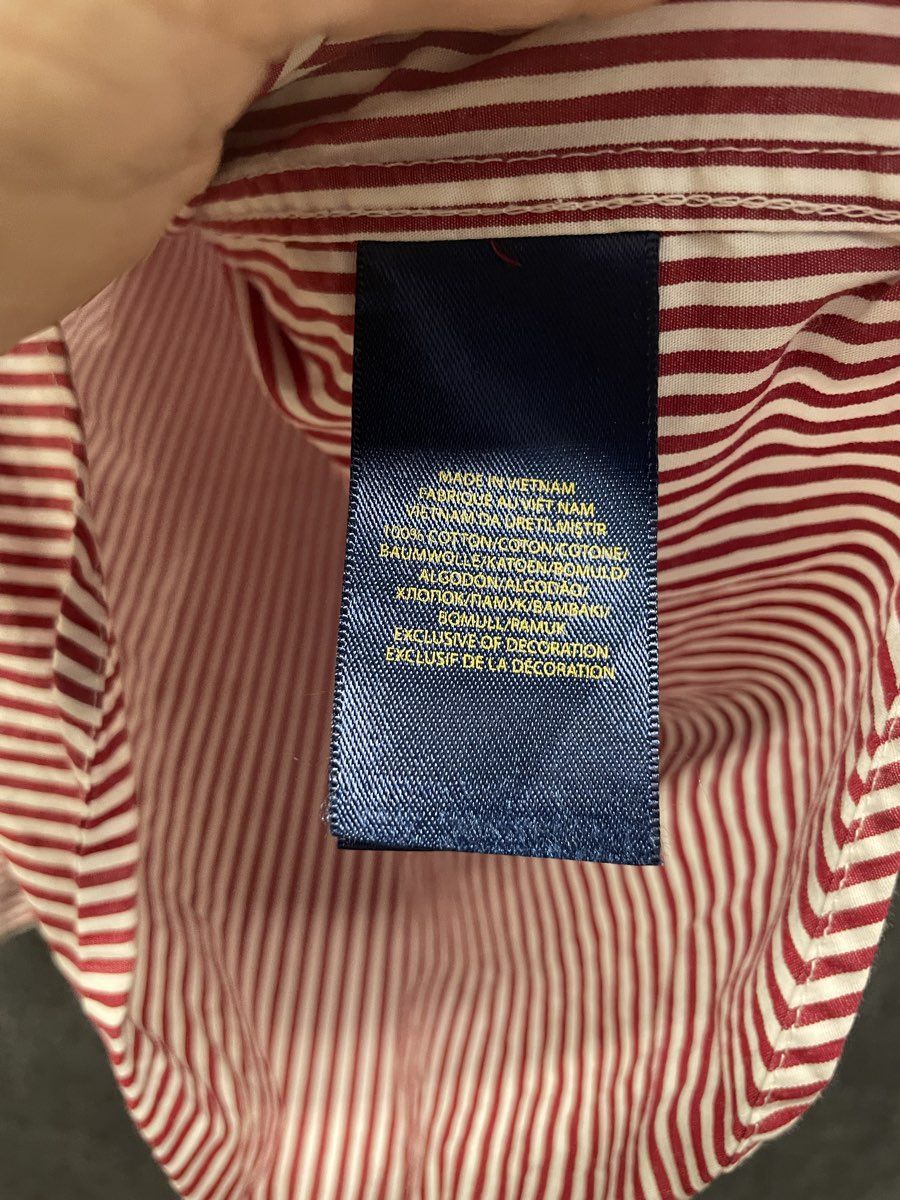 Polo Ralph Lauren Junior Boys Red White Striped Button Up Shirt Sz 7