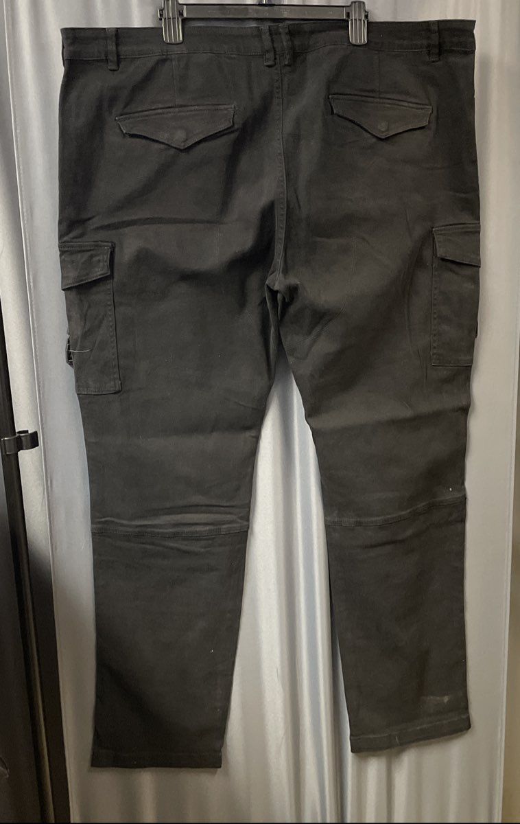 Bornfly Men's Black Multi-Pocket Cotton Streetwear Cargo Jeans Sz 48 NWT