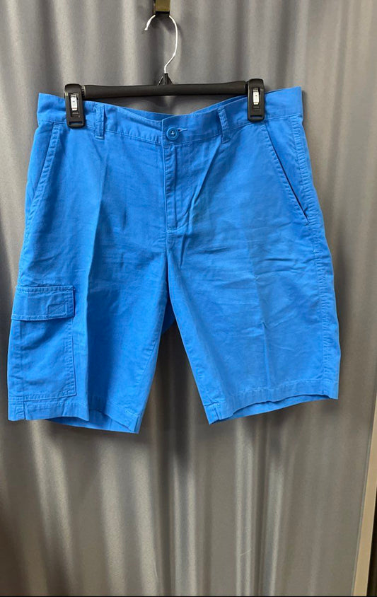 Columbia Men's Blue 100% Cotton Cargo Shorts 10" Inseam Sz 32
