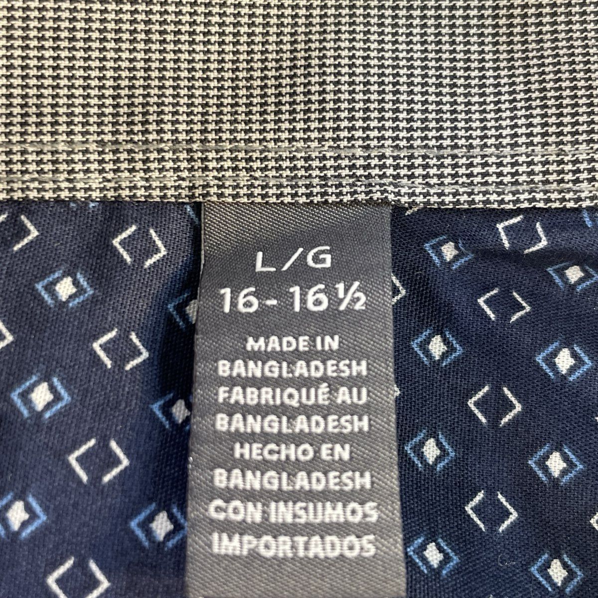 Van Heusen Men's Blue Geometric Slim Fit Stain Shield Long Sleeve Shirt NWT Sz L