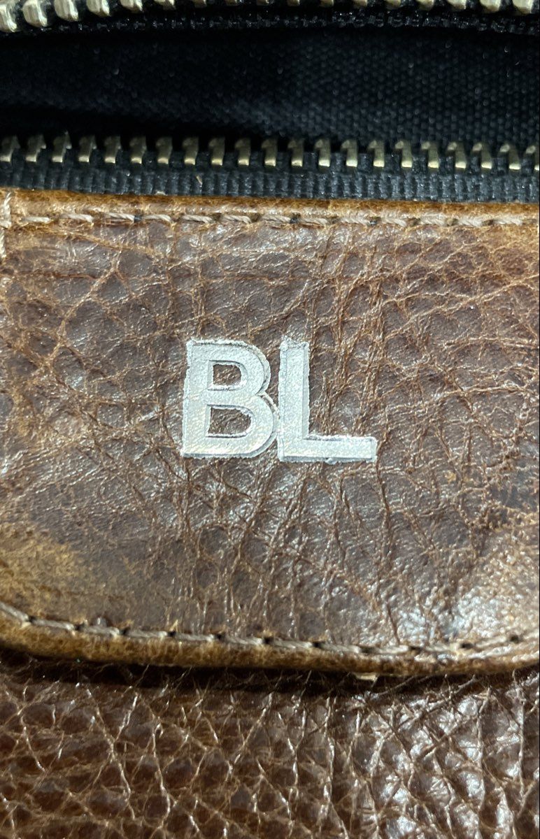 BL Brown Pebbled Leather Money Bag Large Zippered Travel Pouch Silver Hardware