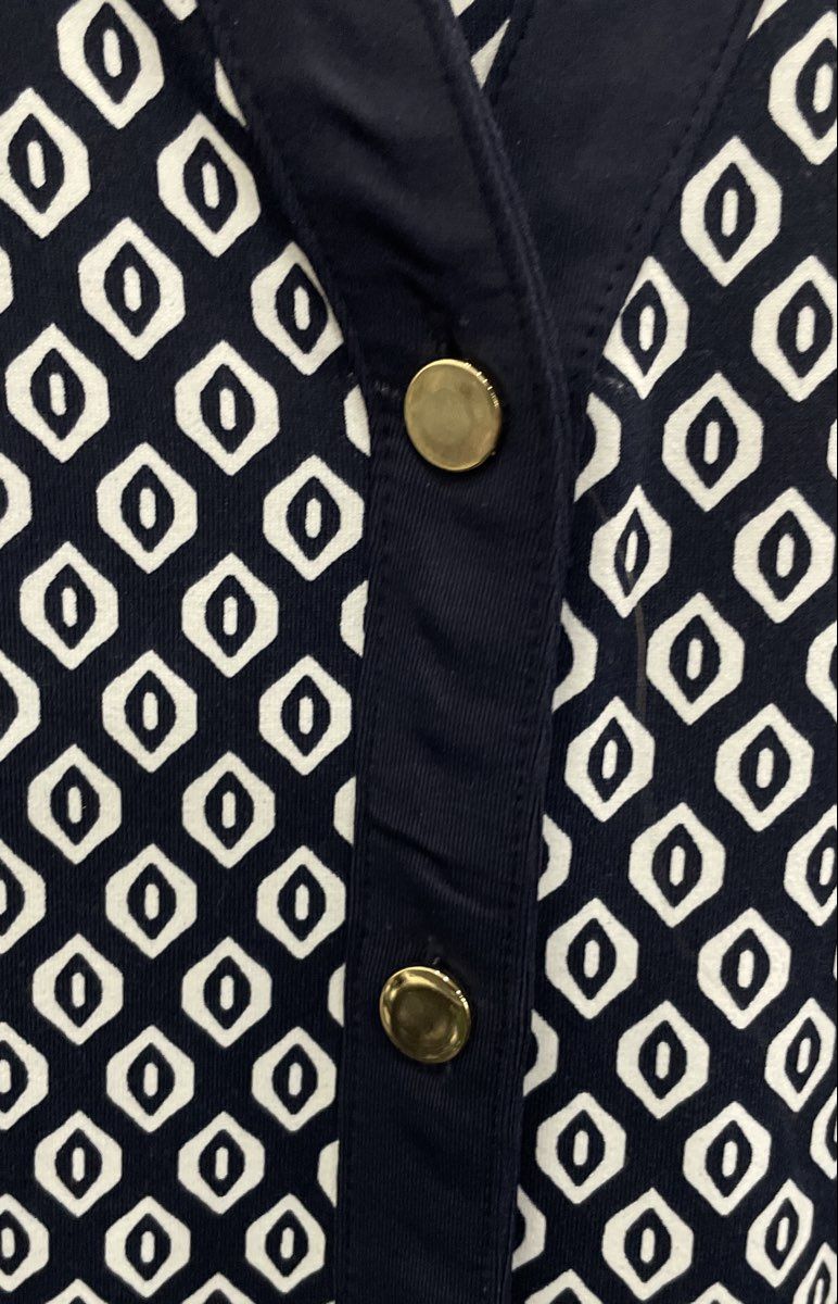 Charter Club Women's Navy Blue Geometric Sleeveless Button Front Top Sz 1X NWT