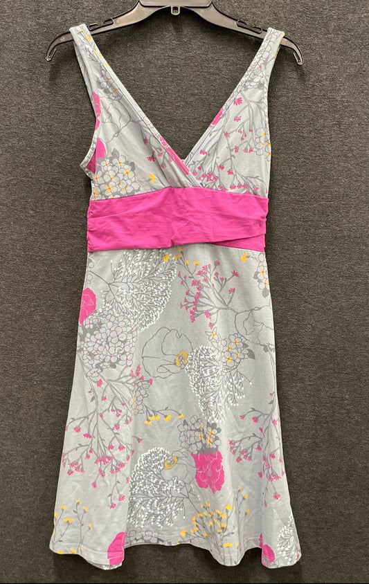 Patagonia Women's Morning Glory Dress Gray Pink Floral Organic Cotton Sz S
