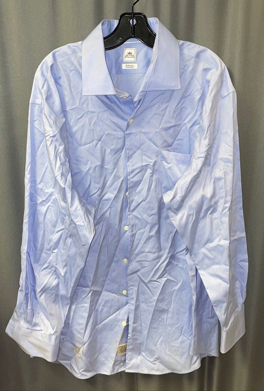 Peter Millar Men's Nanoluxe Easycare Dress Shirt Blue Size 18 Long