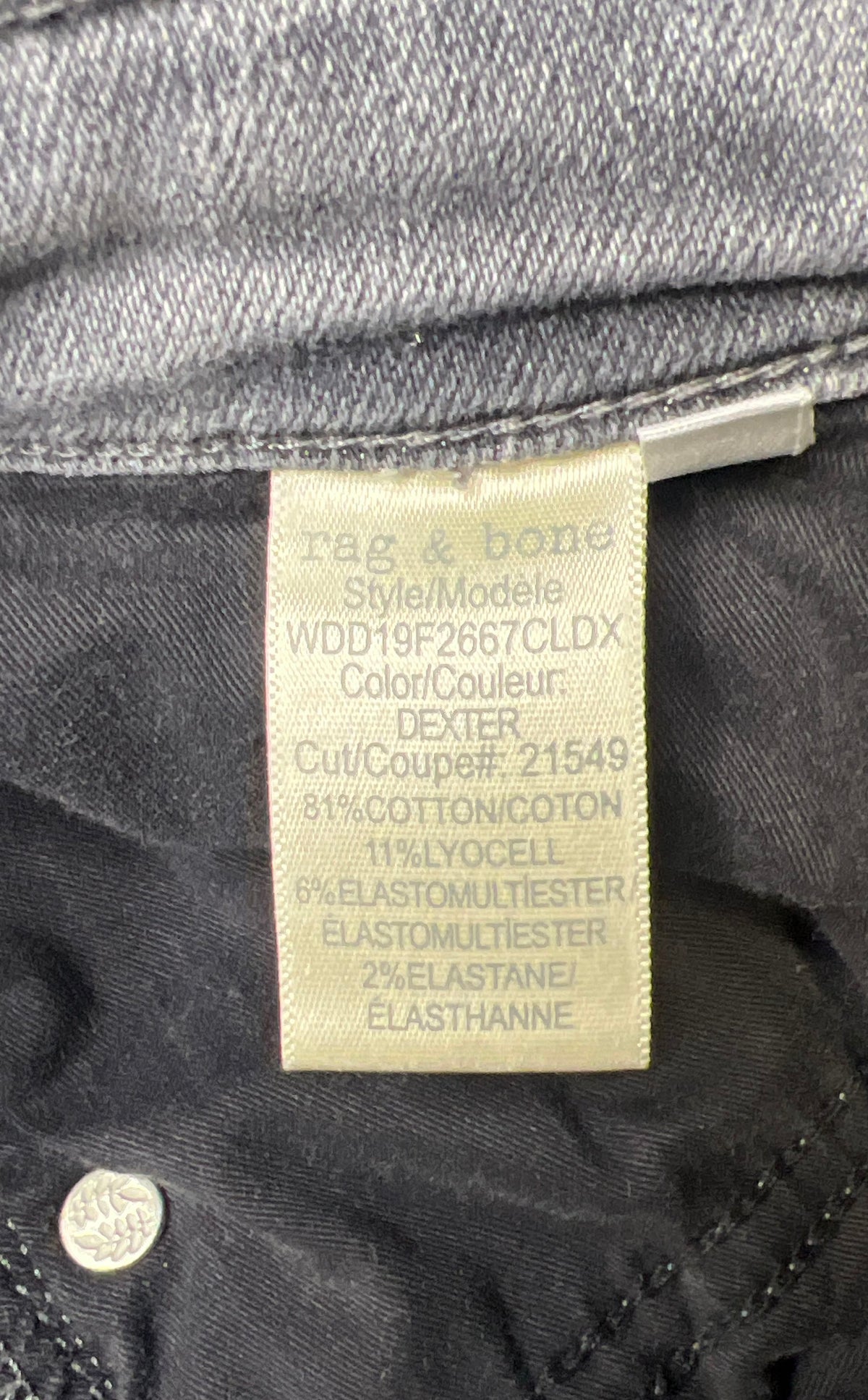 Rag & Bone Women's Dexter High Rise Grey Jeans Raw V-Hem Sz 30