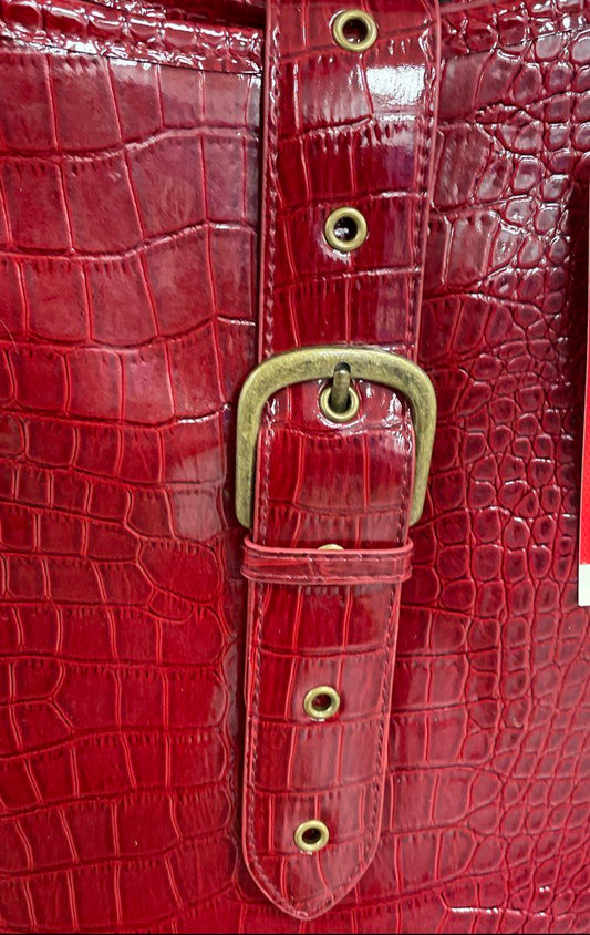 Elizabeth Arden Red Faux Croc Embossed Tote Bag Handbag NWT