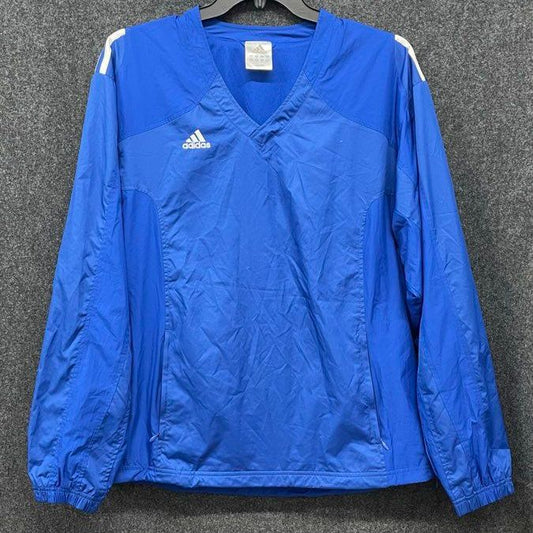 Adidas Men's Blue Climalite V-Neck Pullover Windbreaker Jacket Size Large