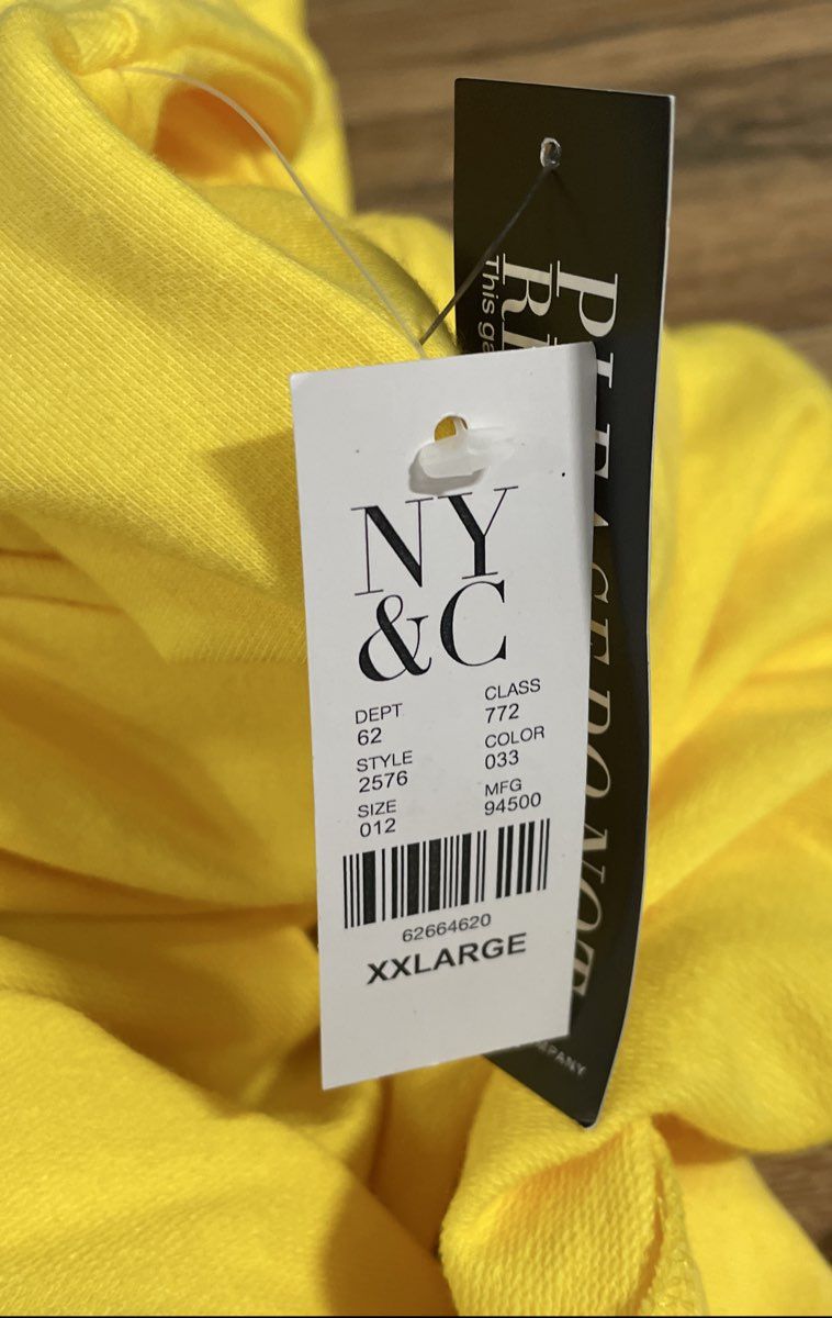 New York & Company Women's Yellow & Grey Colorblock Long Sleeve Top Sz XXL NWT