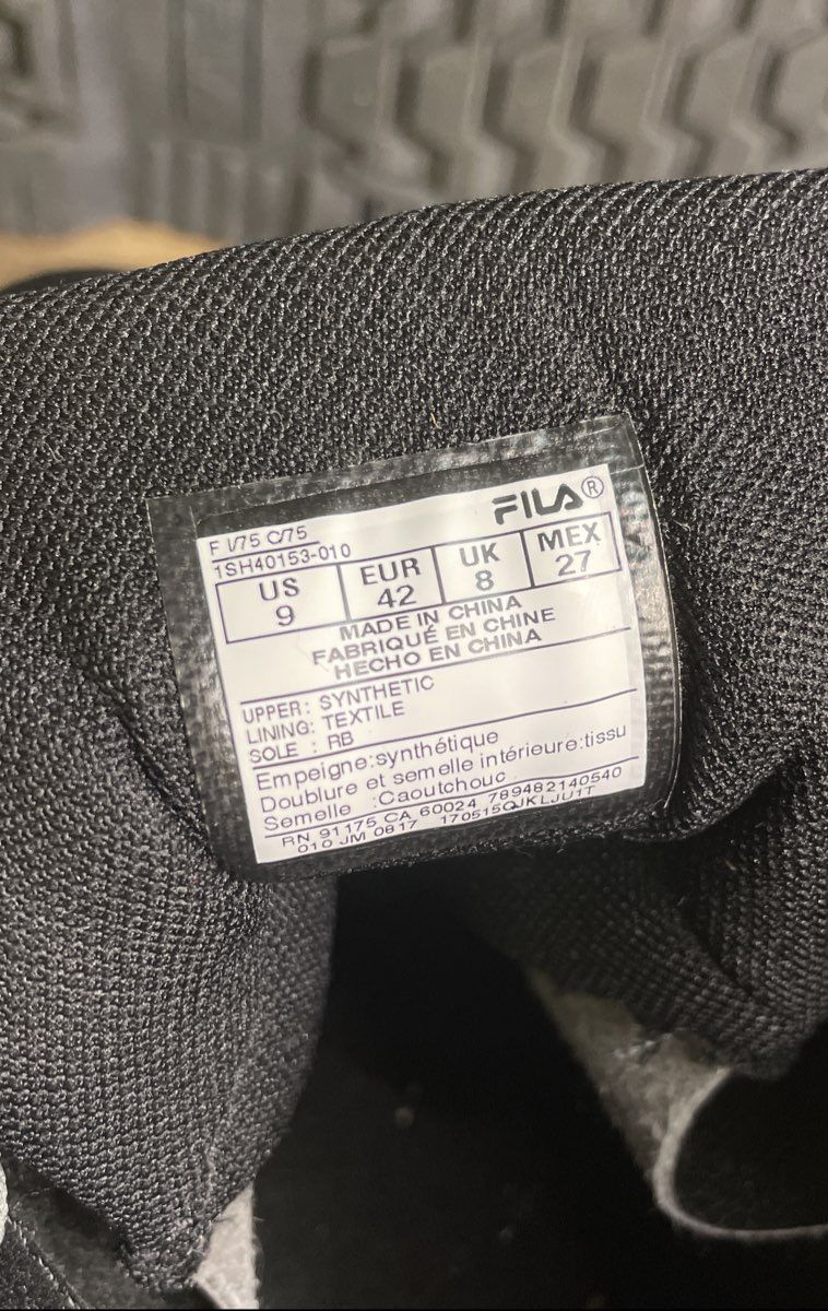 Fila Landing Steel Toe Black Men's Work Boots Size 9