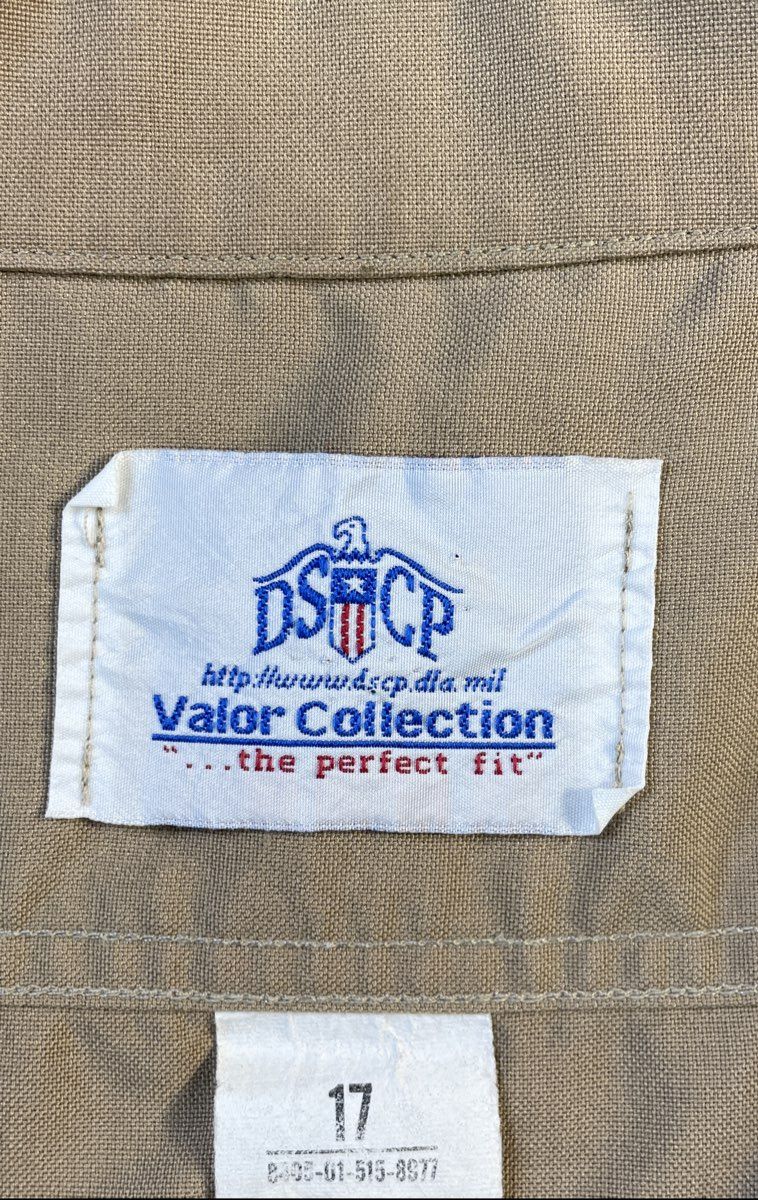 Vintage Y2K DSCP Men's USMC Khaki Short Sleeve Dress Shirt Sergeant Rank Sz 17